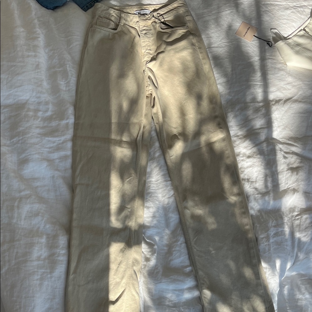 Zara Light Tan Denim Pants